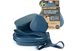 Light My Fire Piatti Campeggio Porta Pranzo 6 Pezzi - Lunch Box con Posate Campeggio 3-in-1 - Schiscetta Pranzo Impilabile Riutilizzabile Senza BPA Lavabile in Lavastoviglie Set Picnic
