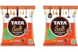 GANARIC Tata Salt 1kg (Pack of 2) – Vacuum Evaporated Iodised Salt – Iodine Guaranteed - Combination That Aids Proper Mental and Physical Development.