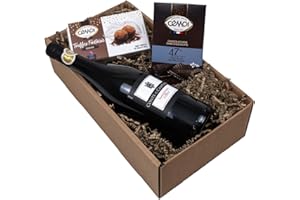 ‎THE WINE GUYS The Wine Guys Präsentkorb „Gaumenfreude“ Italienischer Rotwein Sangiovese und französische Schokoladentrüffel und Vollmilchschokolade als Geschenkset