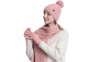 MAZELIKEHOOD Ensemble Écharpe Bonnet Gants Écharpe Chaud Bonnet et Mitaines pour l'Hiver Noël pour Femme