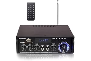 OKANEMOQI 2-Kanal Verstärker, Mini HiFi Verstärker 2023 Verbesserte BT-298 Pro Version Bluetooth-Empfänger-Audio verstärker max 400 W x 2 RMS 50 W x 2 mit USB/RCA/MIC/FM