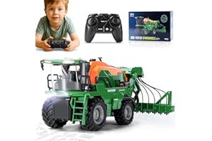 Ulikey Ferngesteuerter Traktor, RC Spritzen Fahrzeug Kindertraktor, Trecker Spielzeug mit Anhänger, Licht und Ton, Bauernhof LKW Spielzeug Geschenk für Kinder ab 4 5 6 Jahre