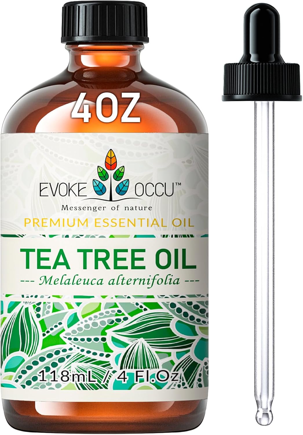 EVOKE OCCU Aceite Esencial de Árbol de Té 118ml, Aceite Puro de Árbol de Té para Difusor Piel Cabello Cuerpo Cuidado de Uñas