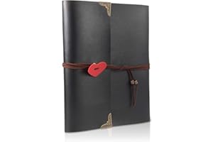Album Foto,THXMADAM Vintage Pelle Scrapbooking Album Fotografico Memory Book Guest Book Libro degli Ospiti 60 Pagine Nere per San Valentino Festa della Mamma Anniversario Compleanno Natale Regalo