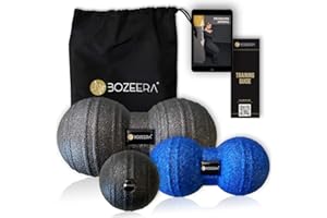 BOZEERA [Peanut Massage Balls - Peanut Roller Massage Ball Set] Peanut Ball 8cm, Peanut Ball 12cm & Trigger Point Massage Ball 8cm- Peanut Foam Roller Set Incl. Video Exercises, Poster & Bag