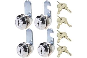 GENERIES 4 Pack 16mm Mailbox Cam Security Lock with Keys Cam Lock for Cabinet, Drawer, Cupboard, Locker, Door, Electric Box Computer Desk