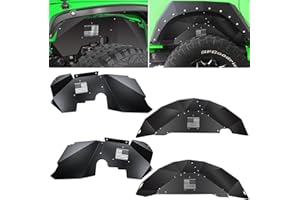 E-cowlboy Garde-Boue intérieur Avant + arrière pour Jeep Wrangler JK JKU 2007-2018 4WD avec Logo du Drapeau américain résistant à la Corrosion en Aluminium léger (Noir)
