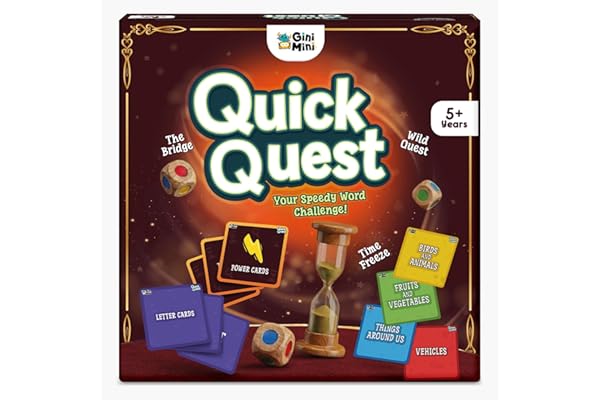 GiniMini Quick Quest Word Game for Kids 5+ Years Fast-Paced Vocabulary & Thinking Game Category & Letter Matching Educational Game Screen-Free Family Party Game