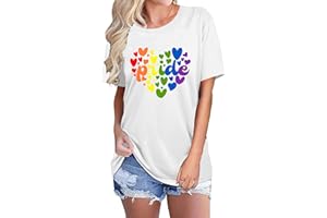 tiorhooe Pride Shirts for Women LGBT Pride Flag Heart T Shirt Gay Pride Month Short Sleeve Top…