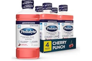 Pedialyte with Immune Support, Cherry Punch, Electrolyte Hydration Drink with Zinc, Selenium, and Magnesium, 33.8 Fl Oz (Pack of 4)