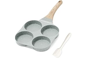 RIOVARM Padella Antiaderente per Omelette e Uova in Granito, Piccola, Senza PFOA, Rotonda con 4 Fori, Per Uova alla Coque e Pancake