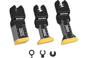 Meff-Mluk 15PCS Titanium Oscillating Saw Blades Metal Cutting, Universal Multi Tool Blade Kits for Soft Metal Nails Hard Material and Wood Plastic, Multitool Blades Fit Dewalt Bosch Milwaukee Ryobi