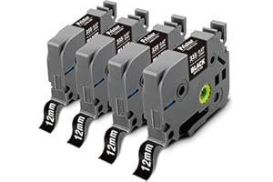 Pristar Compatible Ruban pour Brother TZe-335 TZ-335 TZe335 TZ Blanc sur Noir Laminé 12mm 0.47 TZe Etiqueteuse pour Brother PT-H100LB H107B E110 H200 P300BT H101C D600VP D400VP P750W