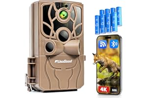 usogood Camara Fototrampeo WiFi 4K 48MP, Visión Nocturna por Infrarrojos de 850 NM y Camara Caza Gran Angular de 120°, 8 Pilas y Tarjeta de Memoria de 32GB Camara Caza IP66 Impermeable