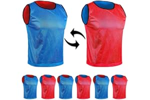 SPORTSBIBS 6X Fußball Leibchen für Kinder und Erwachsene - Set von 6 Stück - Wendeleibchen 2-Farbig, Trainingsleibchen, Markierungshemd Doppelseitig für Damen Herren Junioren Senioren