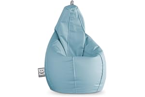 HAPPERS Puff Salón Pera Polipiel Interior Azul Cielo XL