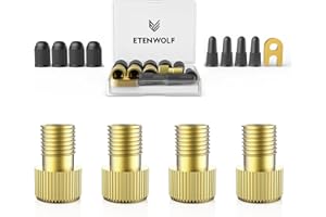 ‎ETENWOLF ETENWOLF 13Pcs A200 französisches ventil Adapter aus Messing,4 Stück,konvertiert Presta-zu-Schrader-Ventiladapter, einfaches Aufblasen mit Standardpumpe oder Luftkompressor, inklusive 8 Ventilkappen