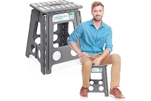 Heimwohl Hopfällbar pall 40 cm, grå 2025, uppgradering: vikbar pall med 150 kg lastkapacitet, vikbar pall med vridbart handta
