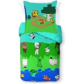 Minecraft Creative Mode 100% Cotton Kids Duvet Cover Set | Single bed, 137 x 200/80 x 80 cm, 2 pieces, official product, bedr