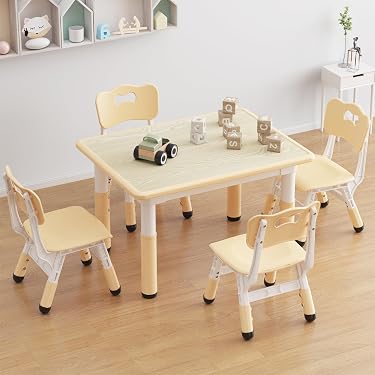 Table Et Chaise Enfant Réglable En Hauteur - Plateau Inclinable - Bureau Convertible Dessin, Repas - Gris