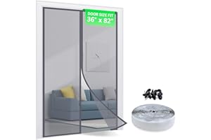 TheFitLife Magnetic Fly Screens for Doors - 100% Fibreglass Fly Mesh Net with Hook and Loop Powerful Magnets That Snap Shut Automatically (96x210cm - Fits Doors up to 91x208cm)