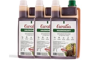 NEU! EWALIA Halswohlsaft - Beruhigendes Ergänzungsfuttermittel für Pferde, Förderung des allgemeinen Wohlbefindens, Natürliche Kräuterformel für Vitalität - mit Tierärzten entwickelt, 3x1 Liter