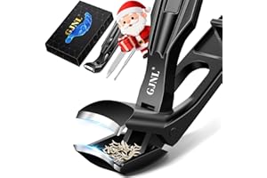 GJNL Toenail Clippers for Seniors Thick Toenails, Stocking Fillers Gadgets Gifts for Men Dad, Wide Jaw Opening Sharp Heavy Duty Angled Nail Clipper with Catcher
