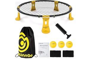 Gziztx Roundnet Outdoor Spieleset mit Lichtern, inklusive 3 Bällen, Spielnetz und Wettkampfnetz, Tasche, Pumpe und Anleitung. Genießen Sie jetzt Strandspiele