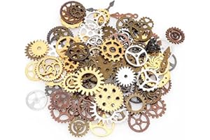 50g Retro Zahnräder Schmuck, IFUDE 10 Farben Vintage Schmuck, Steampunk Zahnräder Steampunk Deko Antik Steampunk Anhänger Charms für Schmuck Basteln