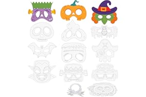 Landifor 24 Stücke Halloween Maske zum Ausmalen Kinder Papiermaske Basteln Kreative Geschenk für Mädchen Junge Halloween Karneval Maskerade Cosplay Party