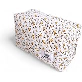 Fulia Elegance Makyaj &Ccedil;antası | Makeup Bag | Kapitone Bakım Seyahat Kozmetik &Ccedil;antası (Beyaz-Sarı)
