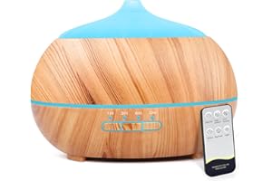 H1A Diffusore di oli essenziali per umidificatore: ad ultrasuoni da 500 ml con telecomando - Vaporizzatore per aromaterapia con luce a LED per camera da letto Ufficio Spa / 20.9 x 19.5 x 14.1 cm