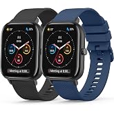 Vancle 2 Pieces 20 mm Strap for Amazfit GTS/GTS 2/ GTS 2 Mini/GTS 3/ GTS 4/ GTS 4 Mini Women Men, Soft Silicone Sport Replace