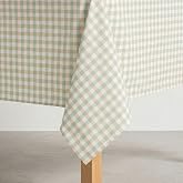 GAMUSI Stain Resistant Tablecloth Vichy Square Rectangular &ndash; Woven Cotton, Natural Touch, 140 x 100 cm, Sea Water