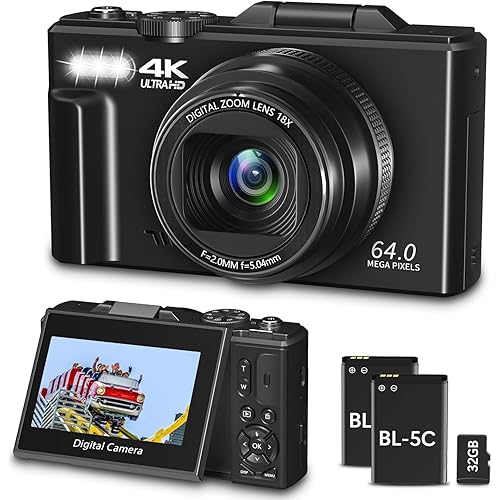 LEQTRONIQ Digital Camera for Photography, 4K, 64MP Vlogging Camera for YouTube, 3\