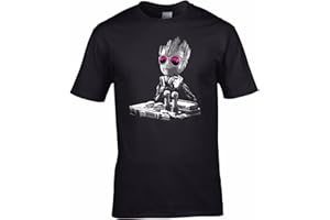 UKPrintwear DJ Baby Groot Mixing Deck + Sun Glasses T Shirt