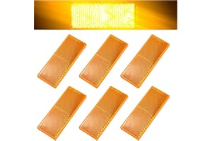 KBNIAN 6Pcs Rectangular Reflectors,Amber/Orange Rectangular Rear Reflectors Self-Adhesive Reflectors Car Reflector Truck Reflector Reflective Rectangular for Gate Posts,Trucks Bikes,Motobikes,Trailers
