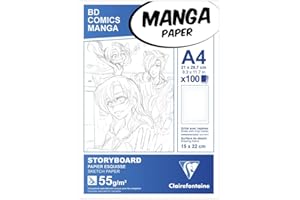 Clairefontaine 94037C - Blocco incollato Manga Storyboard 100 fogli con griglia semplice 21x29.7 cm 55g
