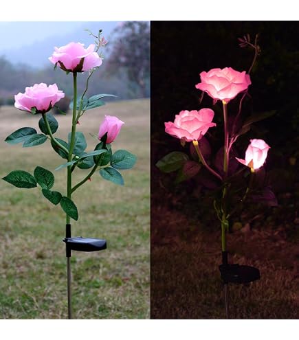 Homeleo Solar-Gartenleuchte Als Künstliche Rose – 83 Cm Hoch, Wasserdicht, Leuchtet Bis Zu 12 Stunden