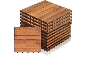 Vigevee Piastrelle Esterno 30 x 30 cm, 11 pezzi Pavimento per Esterno Pavimento Giardino ad Incastro per Patio Terrazza Balcone Piscina 1 m Tagliabile