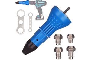 TC TECHNIC Wysokiej jakości nitownica do wiertarki, wkrętarka akumulatorowa 2,4/3,2/4,0/4,8 mm, 4 x dysza, 2 x klucz napinający, Szczypce do nitów Elektryczny pistolet do nitonakrętek