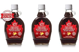 47 North Sirop d'érable biologique canadien, Single Source, Grade A, (Very Dark, 3x250g)