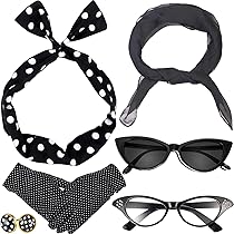 Set Accessori Anni 50 Per Donna - 6 Pezzi Vintage Con Cerchietto, Sciarpa E Occhiali - Foto 9