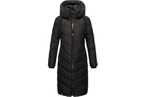 Navahoo Damen Wintermantel Warmer Langer Steppmantel mit Abnehmbarer Kapuze Sahnekatzii XIV XS-6XL