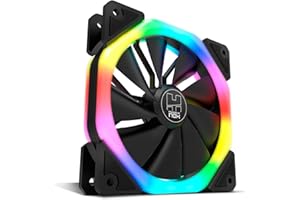 NOX XTREME PRODUCTS Nox Hummer D-FAN -NXHUMMERDFAN- Ventilador PC 120 mm, doble anillo LED RGB Rainbow, ultra silencioso con pads goma antivibración, gran flujo de aire, 6 pines, color negro