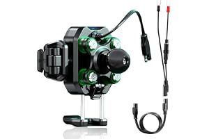 iMESTOU Motorcykel mobiltelefonhållare med trådlös laddare, stötdämpning | 15 W Qi och USB-C 36 W snabb laddning, 2,5 cm kula mobiltelefonhållare, lämplig för 5,4–7,2 tum, hållare för huvuddelen
