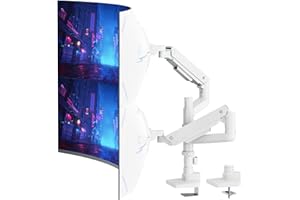 ‎PUTORSEN PUTORSEN uchwyt na 2 monitory do płaskich i zakrzywionych ekranów o przekątnej 17-49 cali, sprężyna gazowa do montażu dwóch monitorów na biurku, udźwig 2-20 kg na ramię