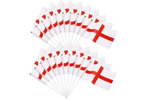 JUNEBRUSHS 20 Pcs England Flag 14x21cm Mini Handheld Flags Pocket National Flags 2024 Decorations (England flags)