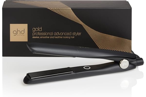 ghd - Lisseur cheveux ghd gold - Fer à lisser professionnel - Cheveux plus lisses, 65% plus brillants, sans chaleur extrême - Lisseur boucleur, design arrondi - Idéal tous types de cheveux
