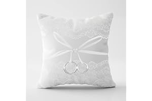 NAÏZAYA Cuscino Fedi Nuziali Matrimonio Originale – Cuscino Porta Anelli Ricamato Floreale Bianco – Idea Regalo Matrimonio Sposa Sposo – Idee Regali Gadget per Sposi Originali